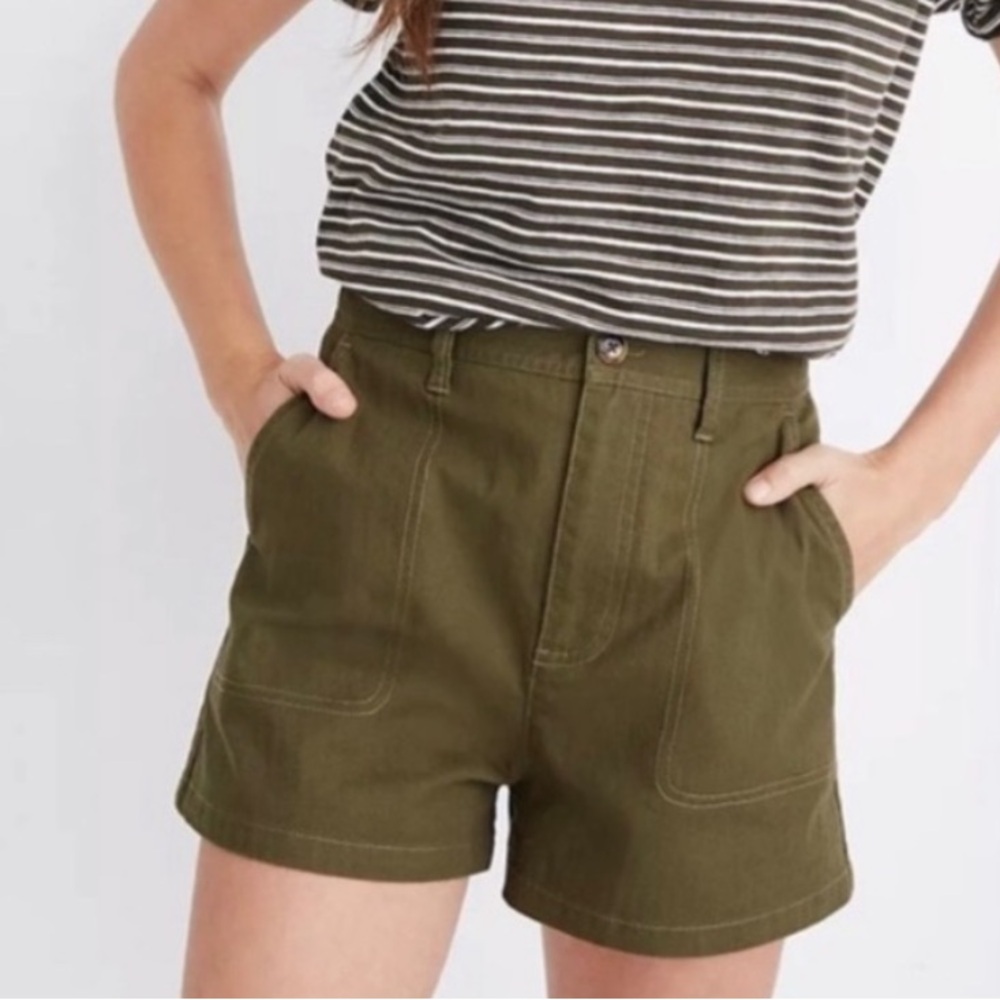 Madewell olive green camp shorts